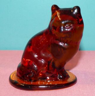 Vintage Viking Glass Amber Cat Figure 3 3/8 " Tall