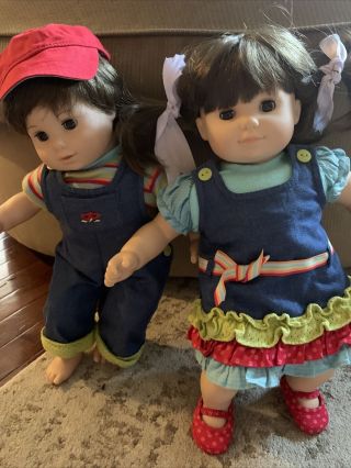 American Girl Bitty Baby Twins Dolls Brown Hair Brown Eyes Boy & Girl Retired