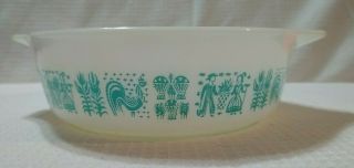 Vintage Pyrex Amish Butterprint White And Turquoise Casserole Dish 471 1 Pint