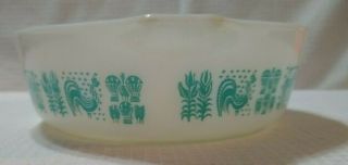 Vintage Pyrex Amish Butterprint White And Turquoise Casserole Dish 471 1 pint 2