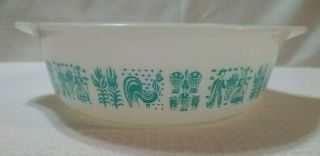 Vintage Pyrex Amish Butterprint White And Turquoise Casserole Dish 471 1 pint 3