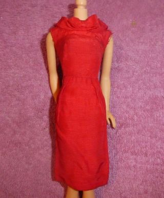 Vintage Barbie Doll Clothes - Vintage Barbie Pak Red Silk Sheath Dress