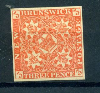 Canada Brunswick 1851 3d Reprint On Whiter Paper Hinged No Gum
