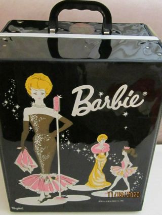 Barbie 1962 Vintage Ponytail Black Patent Carry Case With Hangers