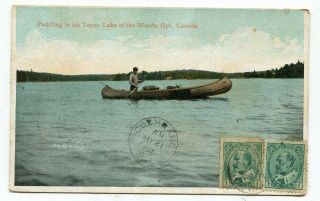 Canada Ont Ontario - Lake Of The Woods - Canoe On The Lake - Cochrane Ont 1909