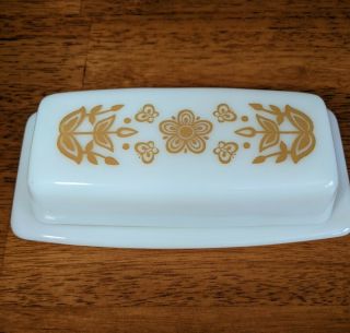 Vintage Pyrex Glass Butterfly Gold Butter Dish & Lid - 72 - B