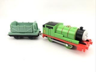 Thomas & Friends Trackmaster Percy Motorized Train 2013 W/ Green Log Cargo Car