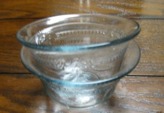 Vintage Collectible Fire King Desert Bowls Custard Cups Clear Glass Lt Blue X2