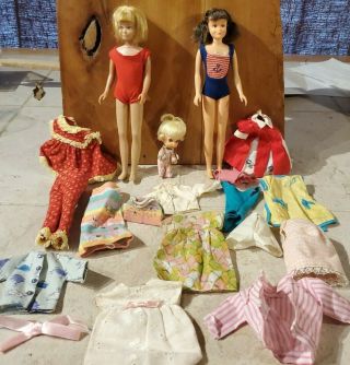 Skipper And Scooter Dolls: Straight Legs Blond And Burnette 1963