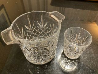 French Royal Gallery Lead Crystal Ice Bucket With Handles Plus Matching Glass