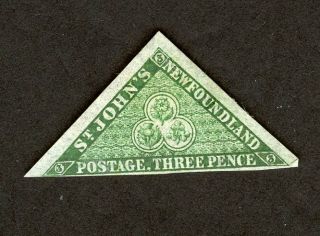 Newfoundland Stamps Scott 3 Mh Part Gum Cv $725