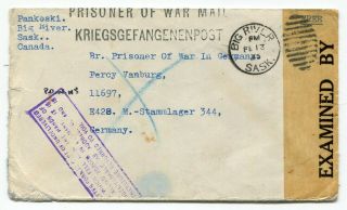 Canada Sask - Big River 1945 Wwii Censor Cover To British Pow In Germany -
