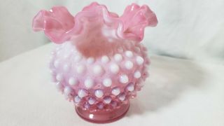 Vintage Fenton Pink And White Milk Glass Vase Pre Logo