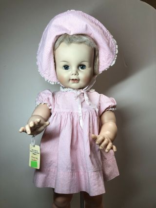 21” Vintage Madame Alexander Walker 1961 Platinum Blonde Baby Doll Redressed F
