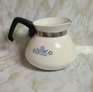 Vintage Corning Ware 6 Cup Teapot Blue Cornflower 1970 