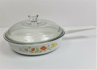 Retro Corning Ware Range Toppers Wildflower N - 8 1/2 - B 8 1/2 Inch Pan With Lid