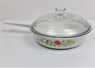 RETRO CORNING WARE RANGE TOPPERS WILDFLOWER N - 8 1/2 - B 8 1/2 INCH PAN WITH LID 2