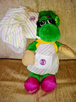 Vtg 1992 Barney Friends 15 " Baby Bop Dinosaur Plush Stuffed Toy Chef Hat Apron