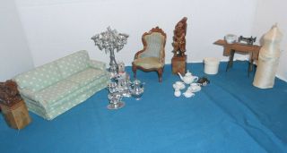 Victorian Chair Vintage Doll House Furniture Miniatures -)) ) 
