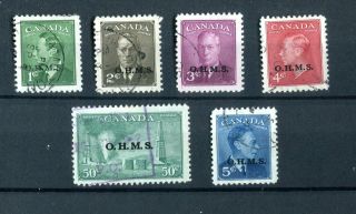 Canada Kgvi 1949 - 50 Ohms Official Set Of 6 Sg.  O172/7