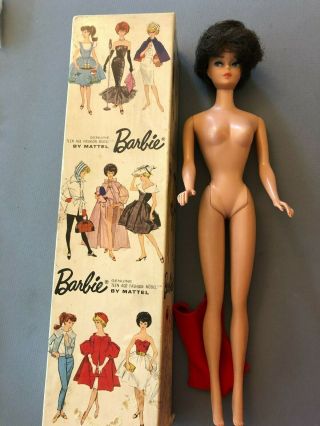 1963 Era Brunette Bubble Cut Barbie Doll With Box Vintage 60 