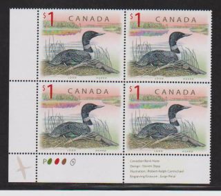 1998 Canada Sc 1687i Ll - Wildlife Loon Definitive - Plate Block M - Nh 3418c