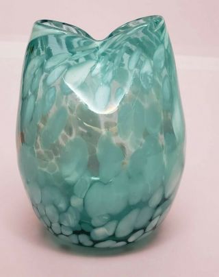 Vintage Blenko Glass Hand Blown Pinched Vase Splatter