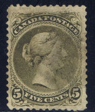 Canada 26 (2) 1875 5 Cent Olive Green Victoria Cv$270.  00 25 Of Scott