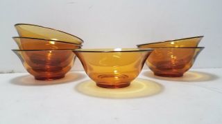 Set Of 6 Vintage Gold/amber Blown Glass Bowls 5.  5 " D