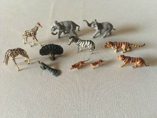 Dollhouse Miniature " Artisan " Hand Painted Menagerie Of Jungle Animals