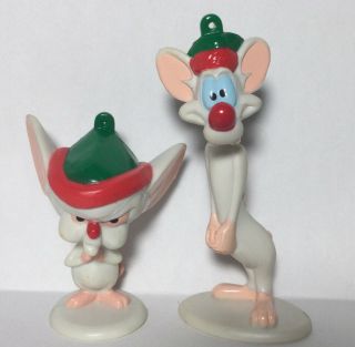 Vintage 1997 Animaniacs Pinky & The Brain Christmas Pvc Figures 2 - 4”