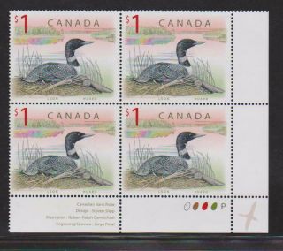 1998 Canada Sc 1687i Lr - Wildlife Loon Definitive - Plate Block M - Nh 3418d