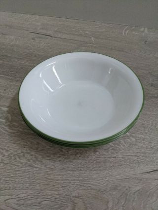 Set Of 3 Corelle Corning Shadow Iris 7 1/4 " Soup Cereal Bowls Green Off Edge