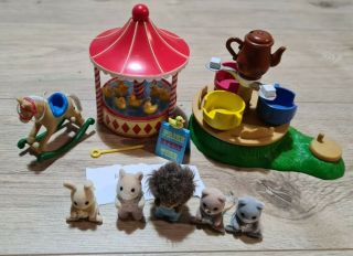 Sylvanian Families Retired Hook A Duck,  Teacup Ride,  Rocking Horse & Figures 2