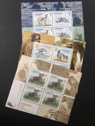 Canada Stamps Mnh 1689b 1692b 3129a High Value Wildlife Souvenir Sheets Of 4