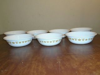 7 Corelle Corning Butterfly Gold Cereal Bowls 6 1/4 "