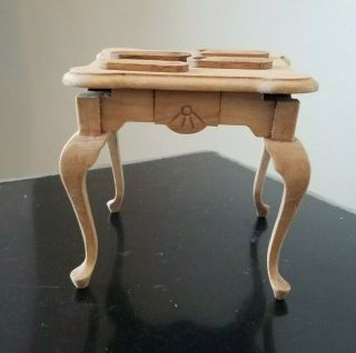 Vintage Dollhouse Concord Museum Mini Wood Queen Anne Gaming Table W/cards