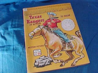 Orig 1958 Texas Rangers In Action Illustrated Coloring Book