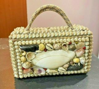1800s Sailors Valentine Victorian Child’s Shell Art Seashell Handbag Purse Rare