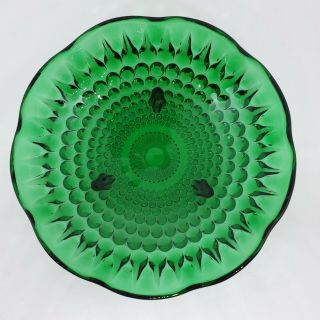 Vintage Fenton Emerald Green Hobnail Footed Candy/nut Bowl 6.  5 " W Scalloped Edge