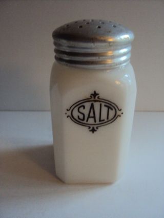 Vintage Anchor Hocking Glass Salt Shaker W Lid Milk Glass