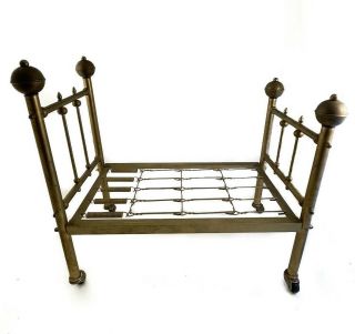 Rare Vintage Brass Doll Size Bed With Up To 16 " Dolls