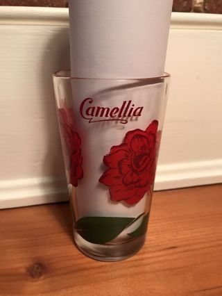 Vintage Boscul Red Camellia Flower Peanut Butter Glass 5 " Tumbler