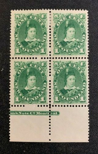 Newfoundland Stamps 45 Imprint Block Mnh/mh