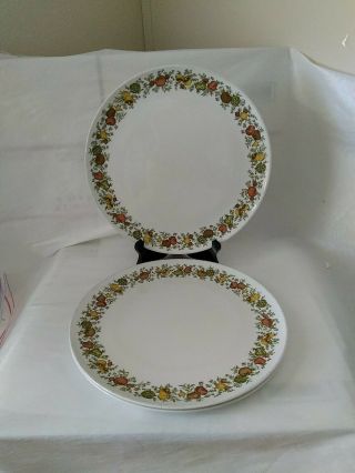 (3) 10 Inch Centura By Corning Spice Of Life Vegetable Harvest Dinner Plates