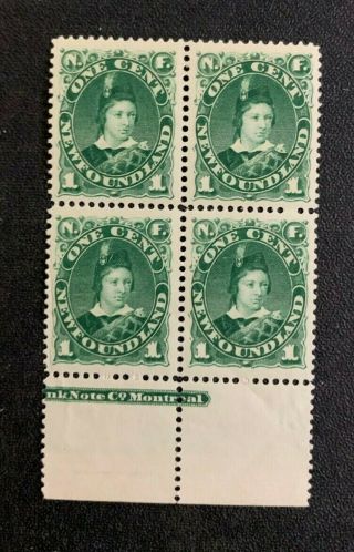Newfoundland Stamps 44 Imprint Block Mnh/mh/cr