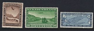 Newfoundland 1931 Air Mail Set Of 3 With Watermark Sg.  195/7 Mounted
