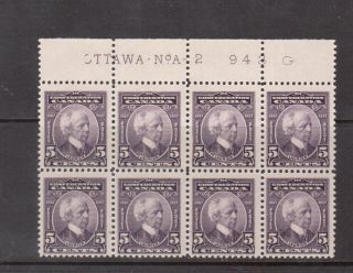 Canada 144 Nh Plate 2 Upper Block Of Eight