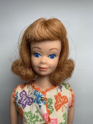 Vintage 1958/1962 Blonde Hair Midge Barbie Doll Freckles Straight Legs W/outfits