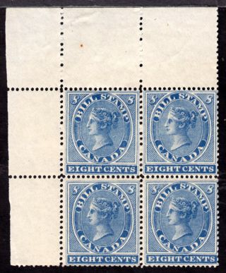 Canada First Bill Stamp Fb8 8c Blue,  1864 Ul Block/4,  Vf,  Og - Nh